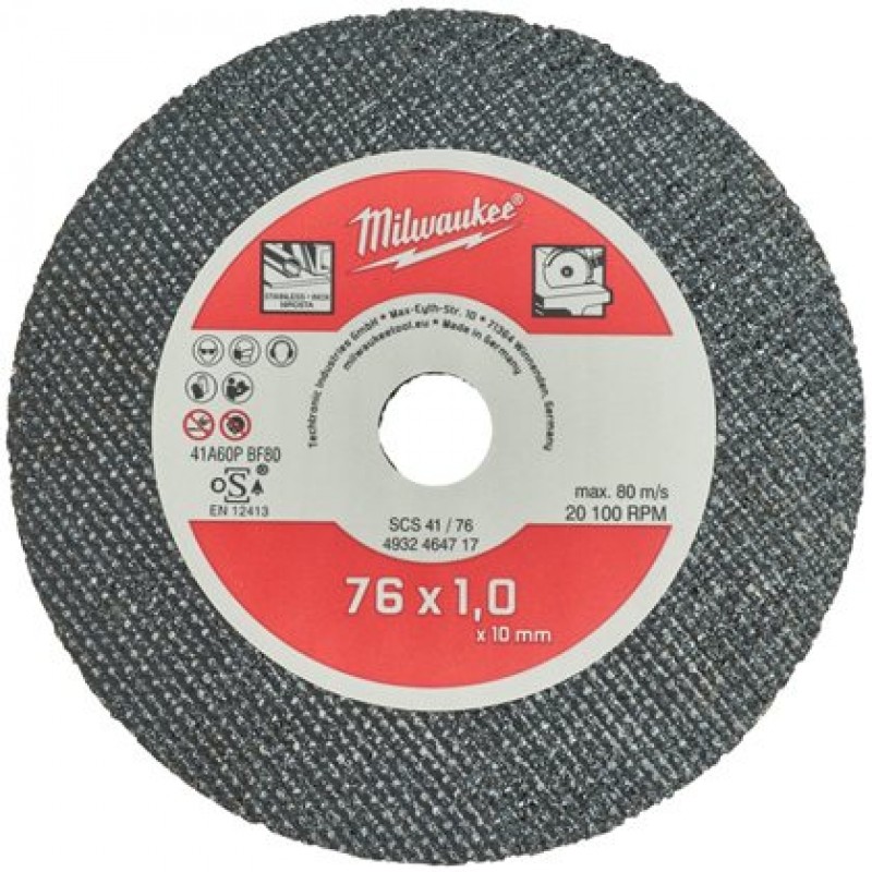 Отрезной диск по металлу MILWAUKEE SCS41 / 76 X 1 X 10 MM 4932464717