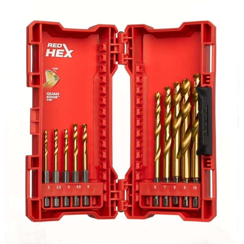 Сверла по металлу RED HEX - SHOCKWAVE™ HSS-TiN Shockwave HSS-G TiN Red Hex - 10 шт. Set