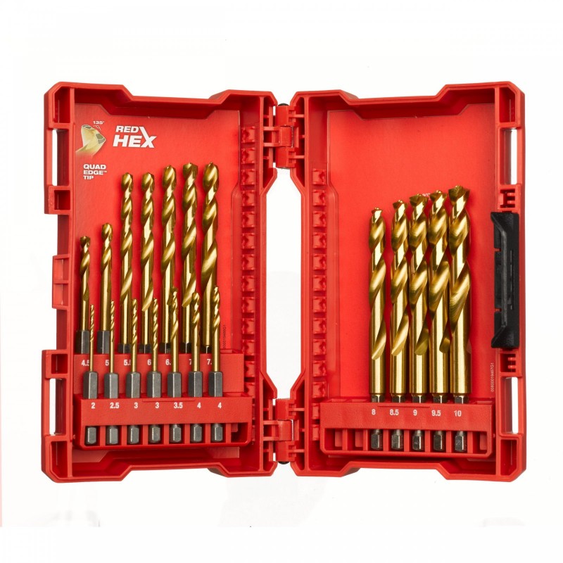 Сверла по металлу RED HEX - SHOCKWAVE™ HSS-TiN Shockwave HSS-G TiN Red Hex - 19 шт. Set