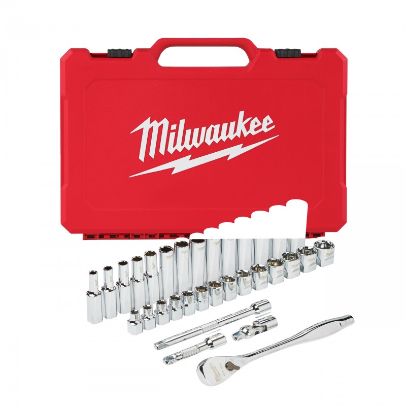 Набор метрических головок с трещоткой 3/8 дюйма (32 предмета) 3/8 Drive 32 pc Ratchet + Socket Set Metric