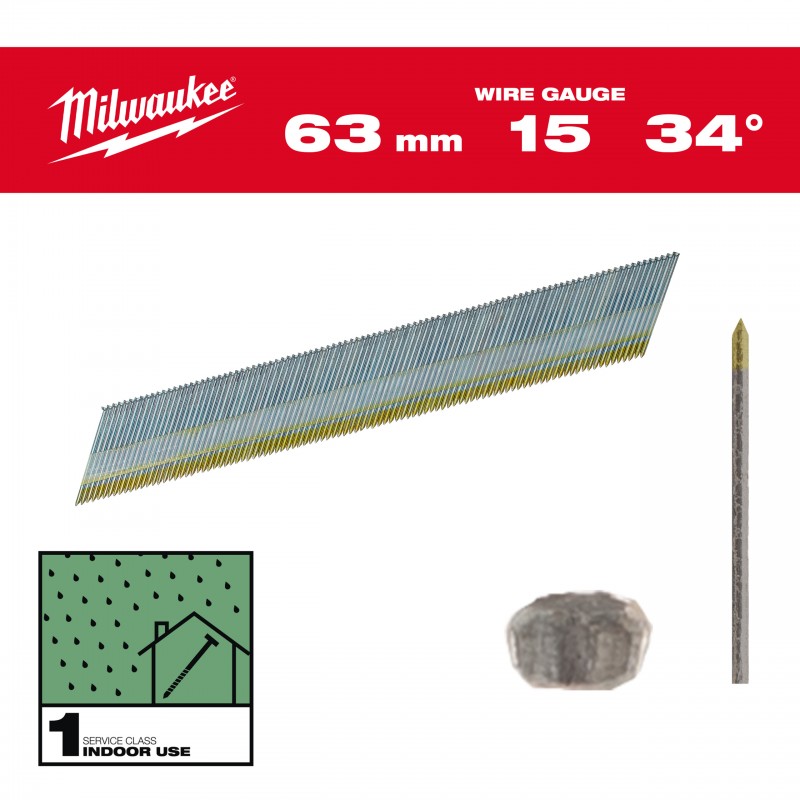 Гвоздь тип 15G / 63 мм / G / 1 - 2 200 шт1 15G / 34° / 63 mm / G / SC1 - 2.200 pc