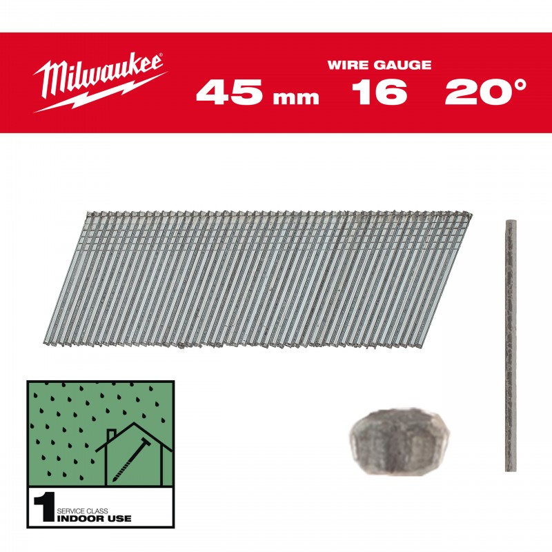 Гвоздь тип 16G / 45 мм / G / 1 - 2 000 шт 16G / 20° / 45 mm / G / SC1 - 2.000 pc
