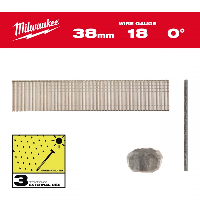 Гвозди для гвоздезабивного инструмента 18G/38мм INOX (5000шт/уп)