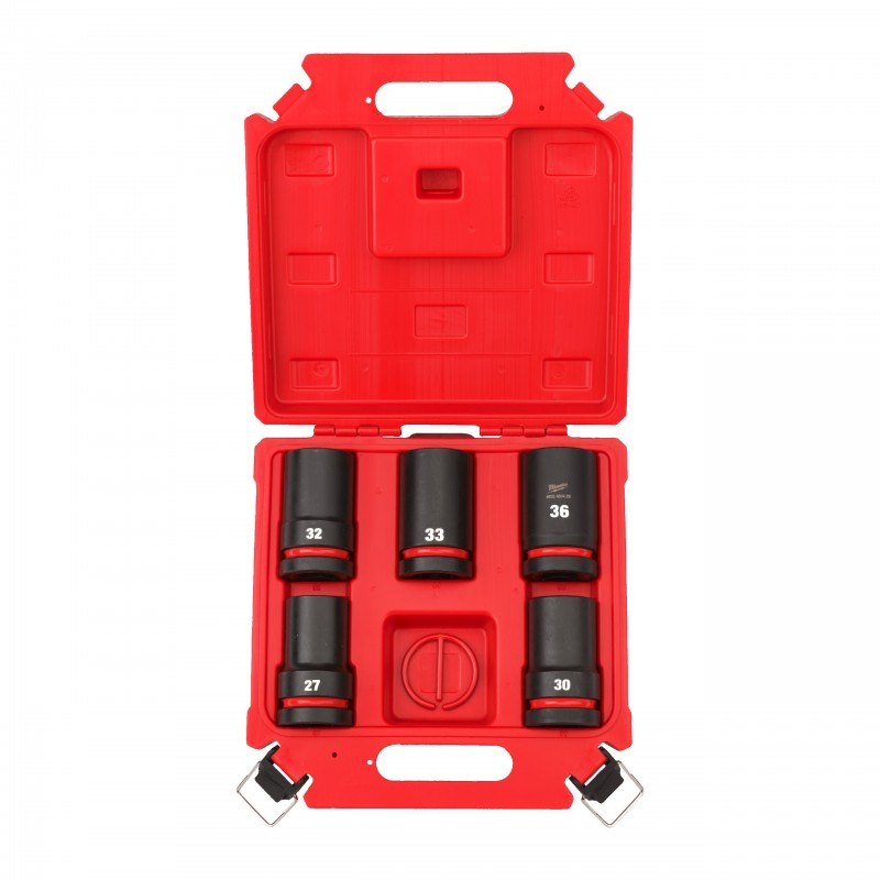Головки 1" ударные удлиненные SHOCKWAVE™ набор 5ед. в кейсе (27/30/32/33/36мм + фикс.кольцо)
