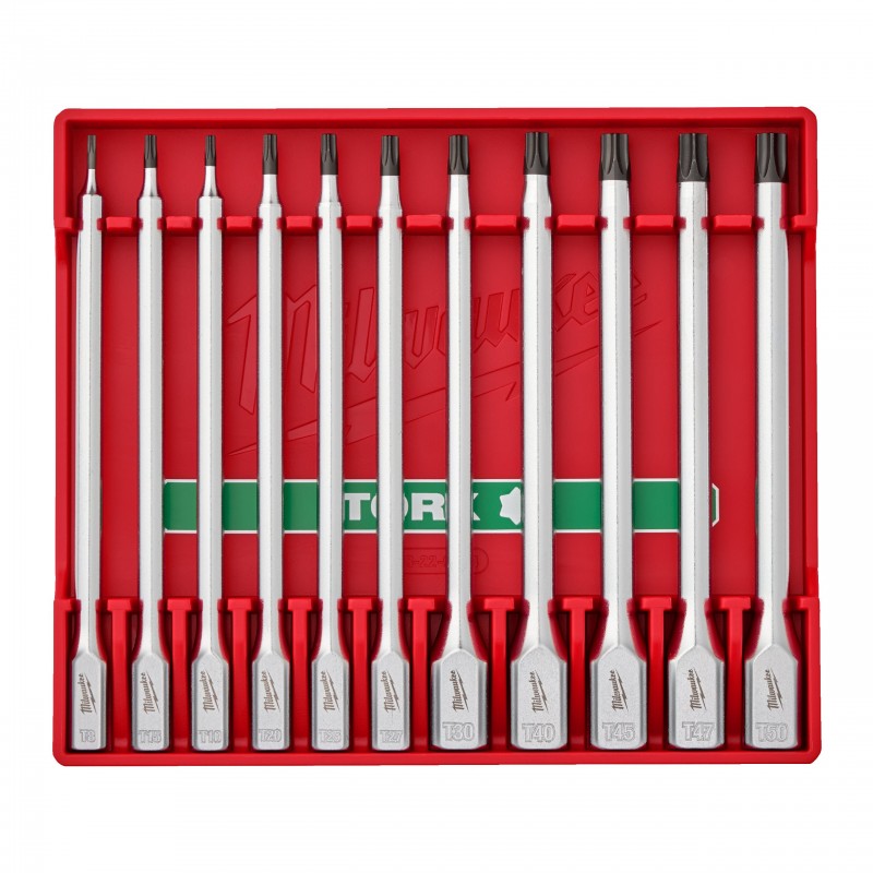 Набор из 11 длинных торцевых головок Torx с приводом 1/4'' и 3/8''
