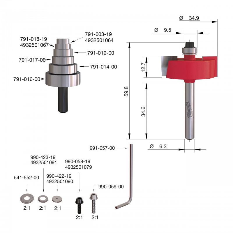 Фальца Rtr B. S1/4'' 34,9/0-12,7 мм - 1 шт. (4932500998)