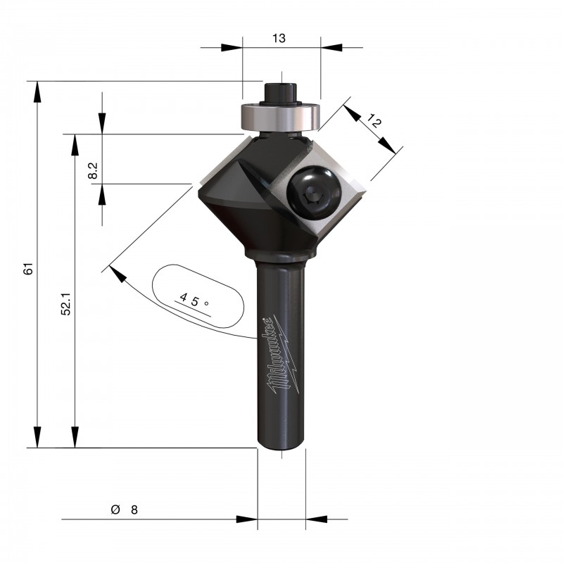 Фрезы для снятия фаски с ножами из карбида Rtr B. S8 HW 29/60 мм - 1 шт. (4932501008)